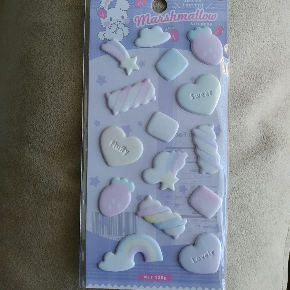 Puffy marshmallow sticker sheet